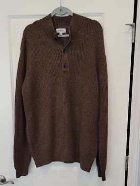 Goodfellow & Co. Quarter Button Pullover Sweater In Brown Multi Size Large NWOT